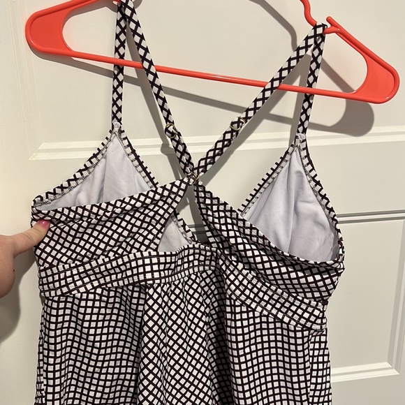 Peplum cross back purple white swimsuit xl Kona sol great condition - Picture 3 of 3